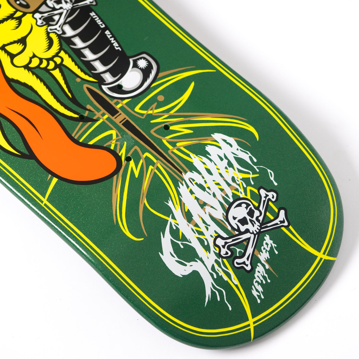 Santa Cruz Meek Pinstripe Slasher Green Pro Shaped Skateboard Deck 9.23"