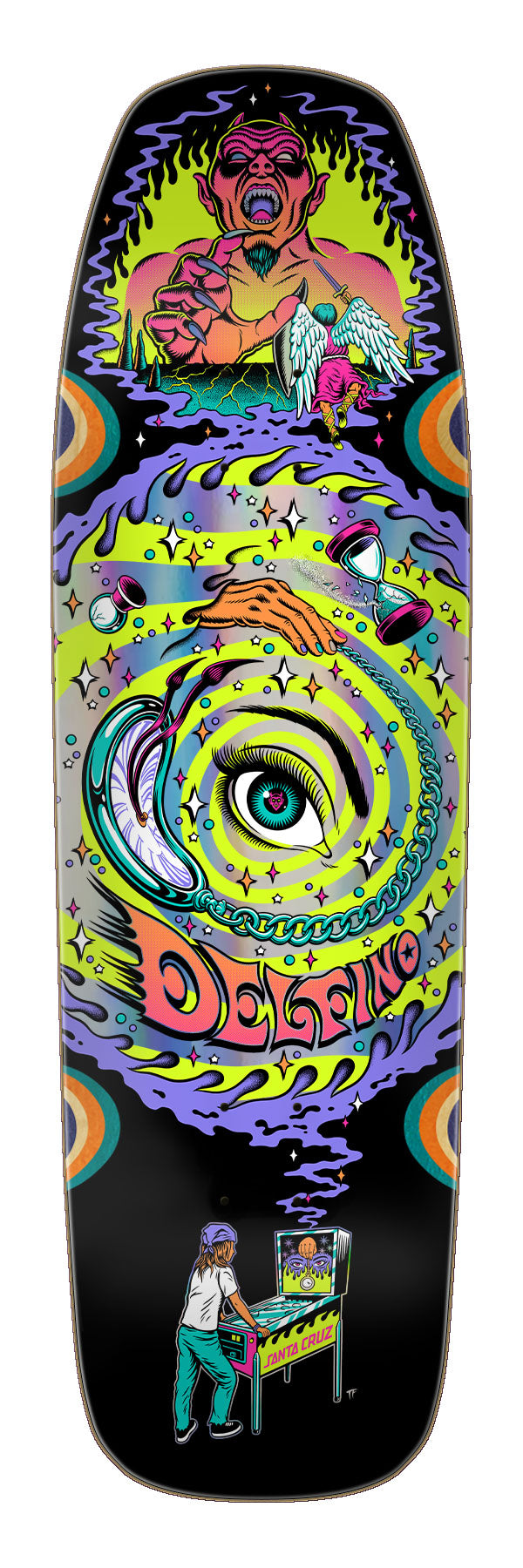 Santa Cruz Delfino Pinball Vision Pro Skateboard Deck 9.14"