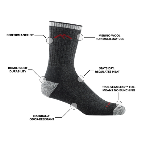 Darn Tough Men's Hiker Micro Crew Midweight Hiking Socks