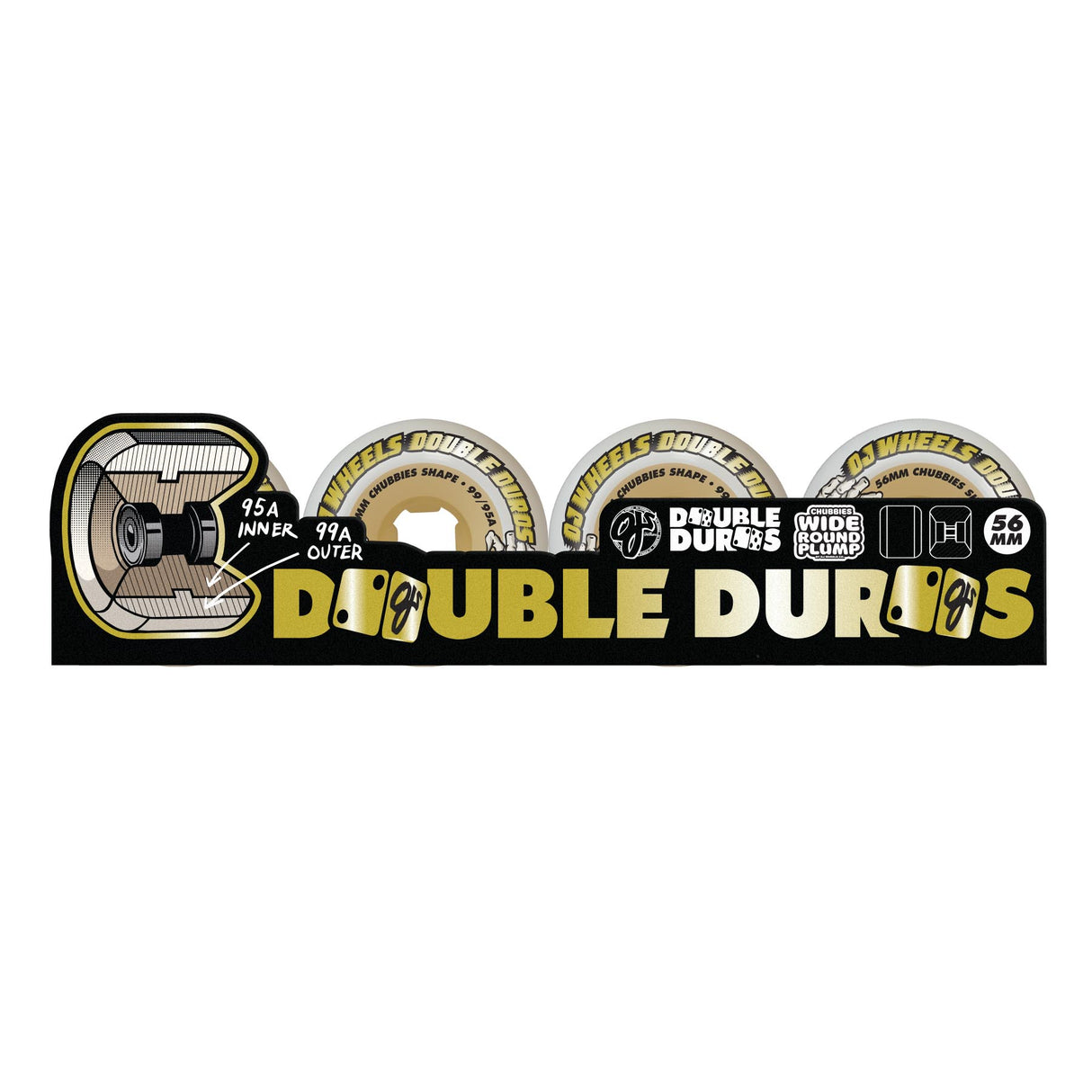 OJ 99a/95a Prototypes Double Duo White Mini Combo Skateboard Wheels