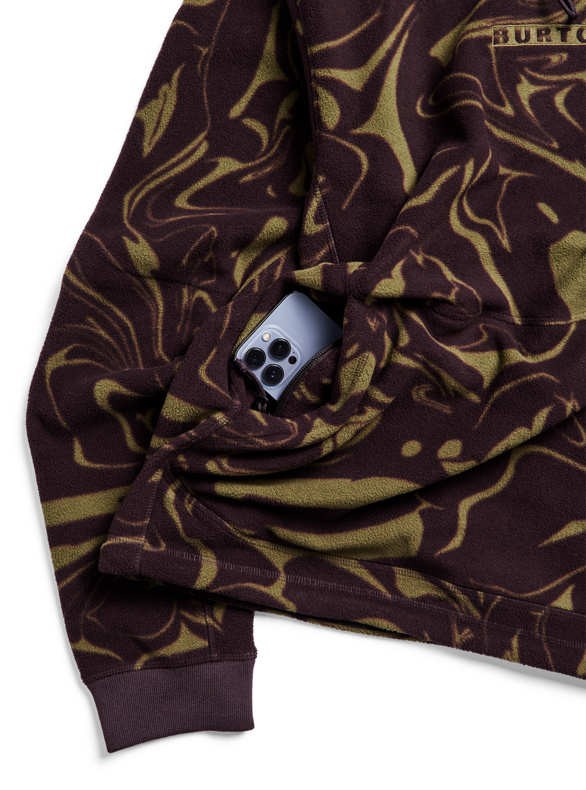 Burton Cinder Fleece Pullover Hoodie - Liquid Bear Hug - detail