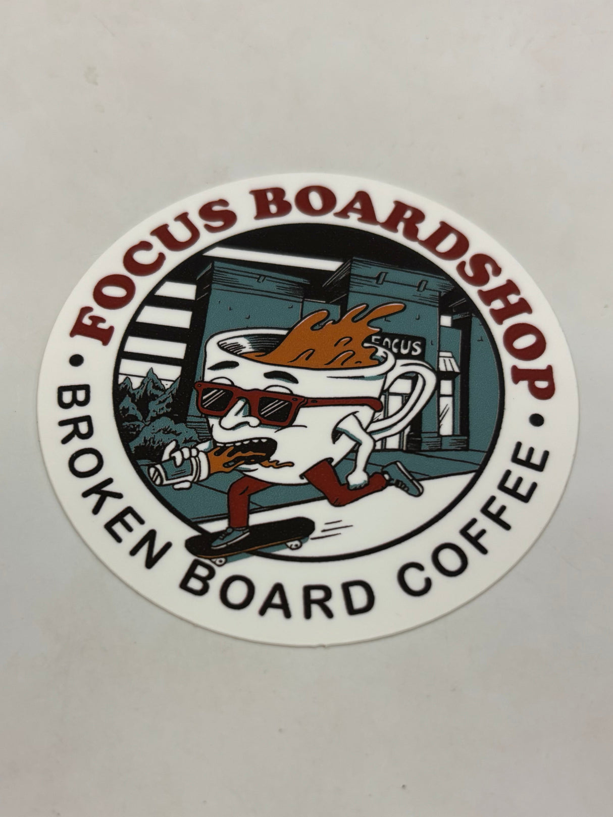 Focus Boardshop X Broken Board Colab Sticker 2.5" Sticker