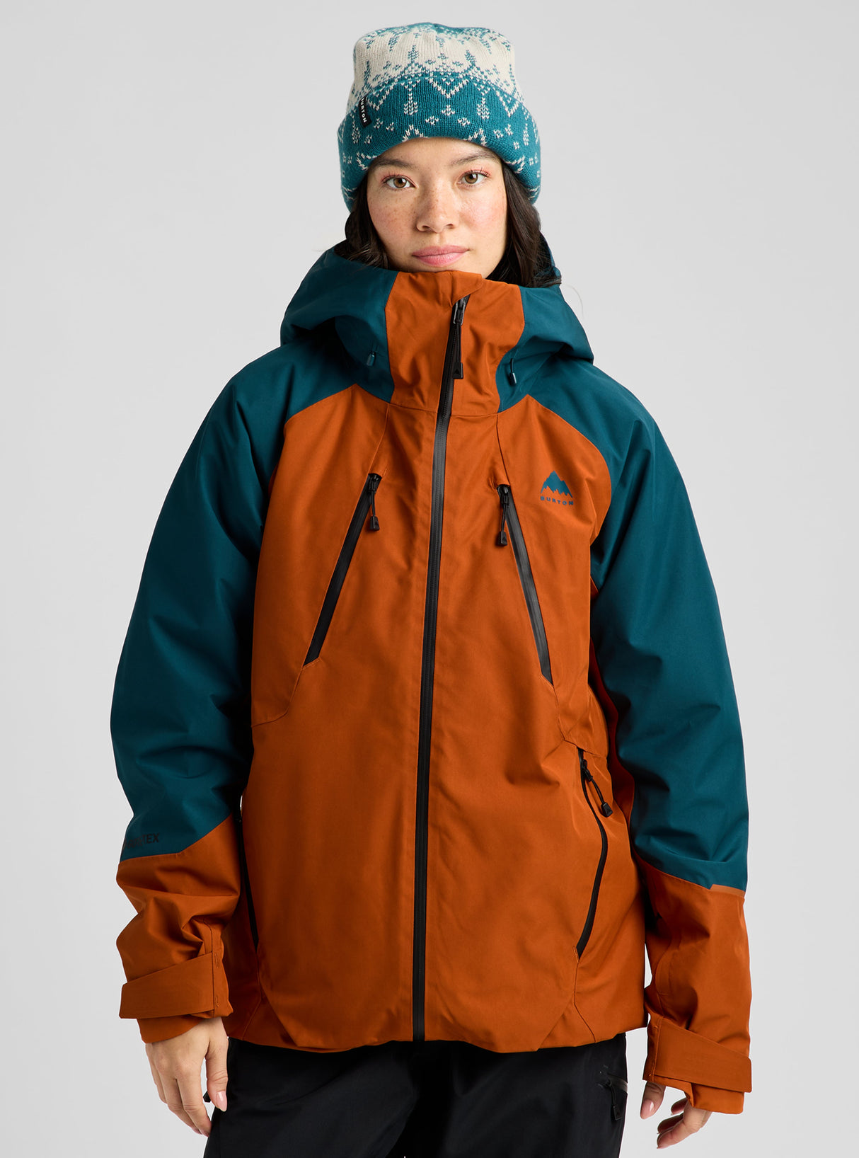Women's Burton Reserve GORE-TEX 2L Insulated Jacket - Atlantic Teal/Spiced Chai - on model