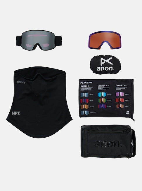 Anon M6 Goggles + Bonus Lens + MFI® Face Mask - Smoke/Perceive Sunny Onyx 2027