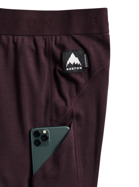 Men's Burton Merino Blend Midweight Base Layer Pants - Bear Hug Brown - detail