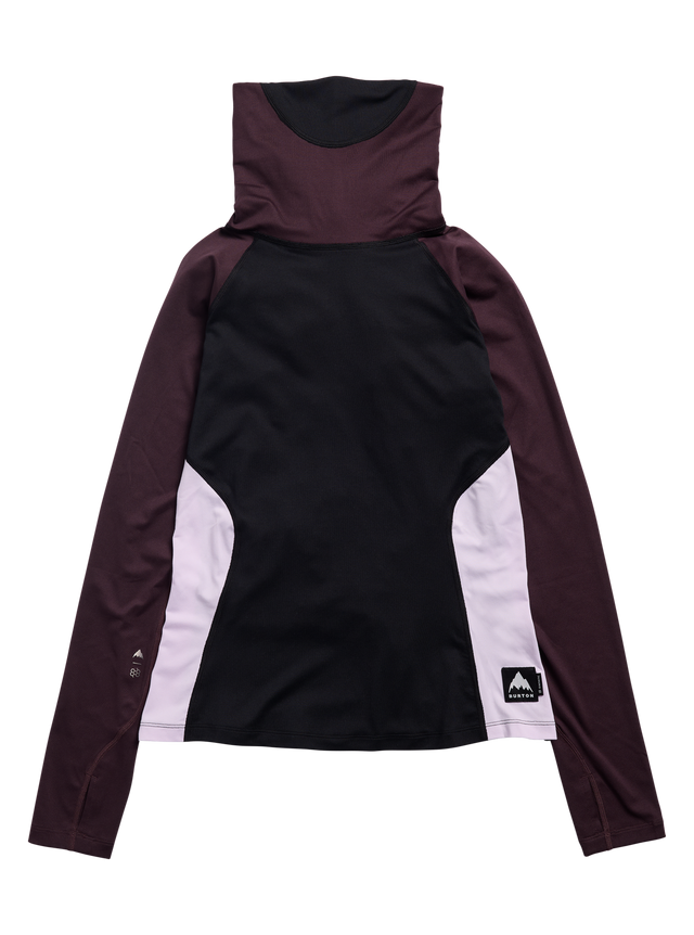 Women's Burton Synthetic Midweight Base Layer Long Neck - True Black / Bear Hug Brown / Moondust Purple