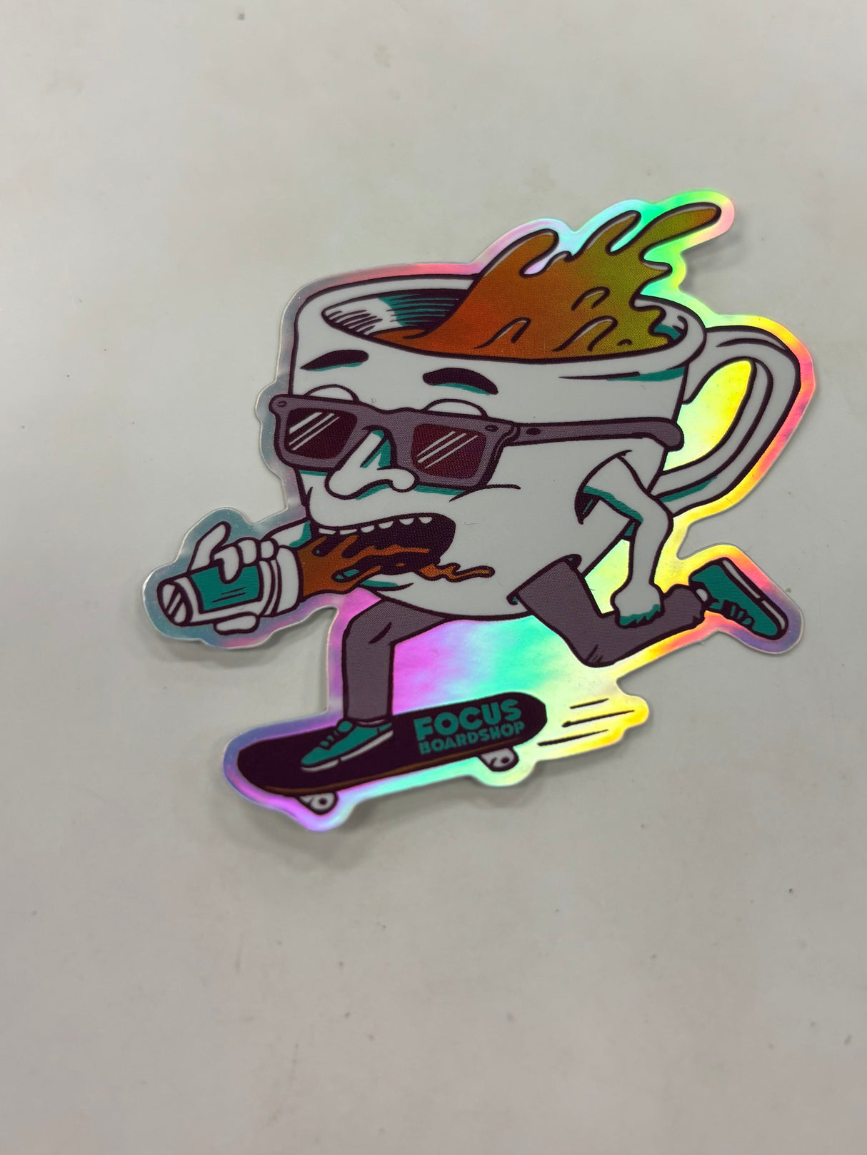 Focus Boardshop Skating Coffee Sticker 3" Sticker