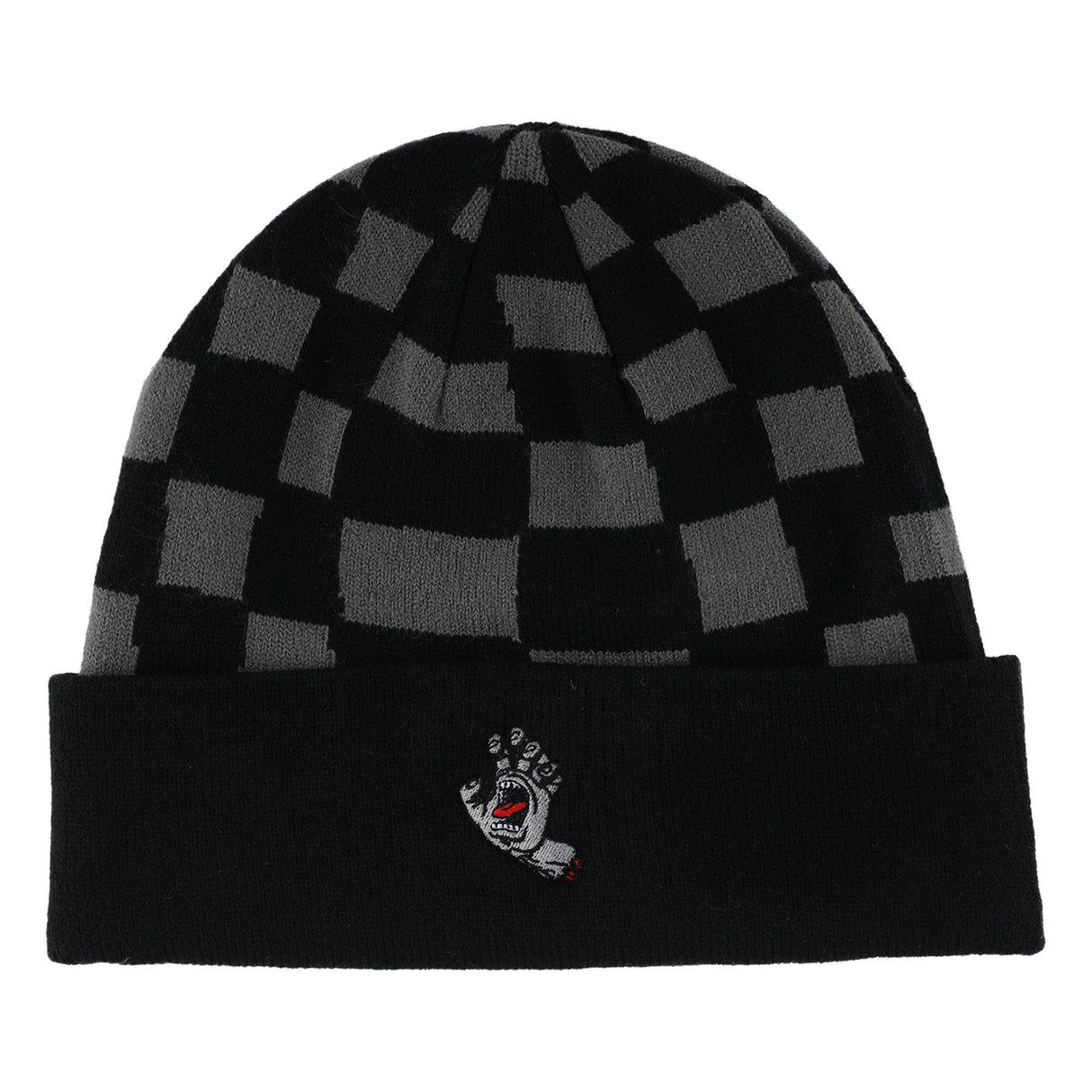 Santa Cruz Screaming Hand Long Shoreman Black Checker Beanie