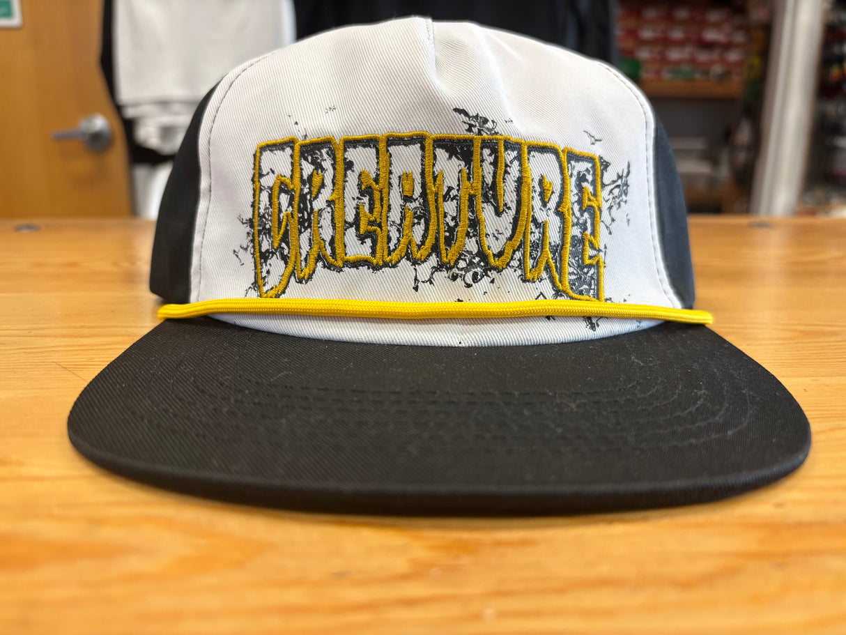 Creature Logo Snapback Mid Profile Hat - Black and White