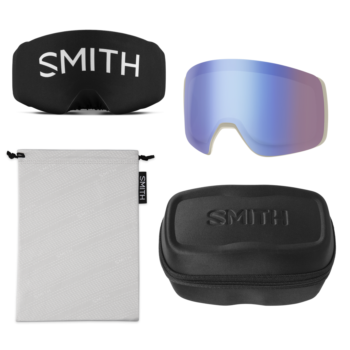 Smith 4D Mag Goggles Chalk Space Invader + ChromaPop Sun Black Gold Lens