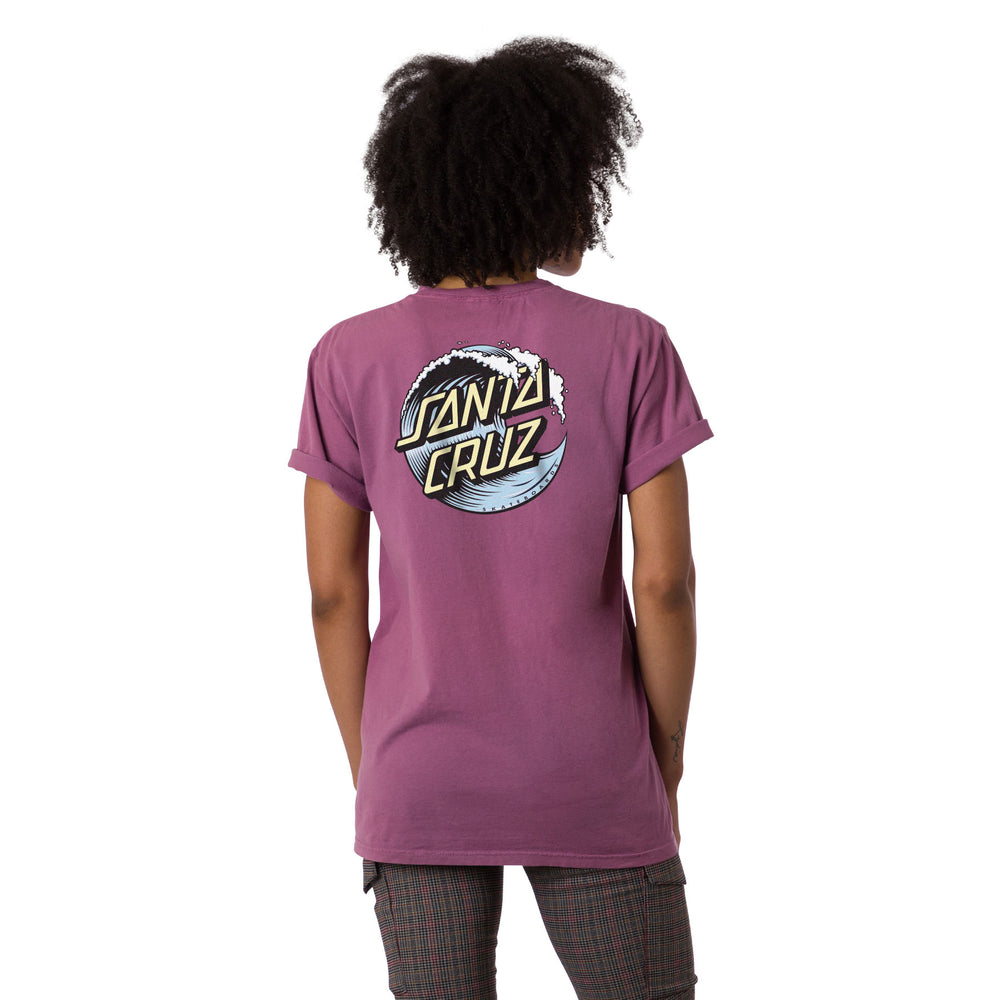 Santa Cruz Women's Wave Dot Short Sleeve Relaxed Premium T-Shirt - Purple Plum Raisin