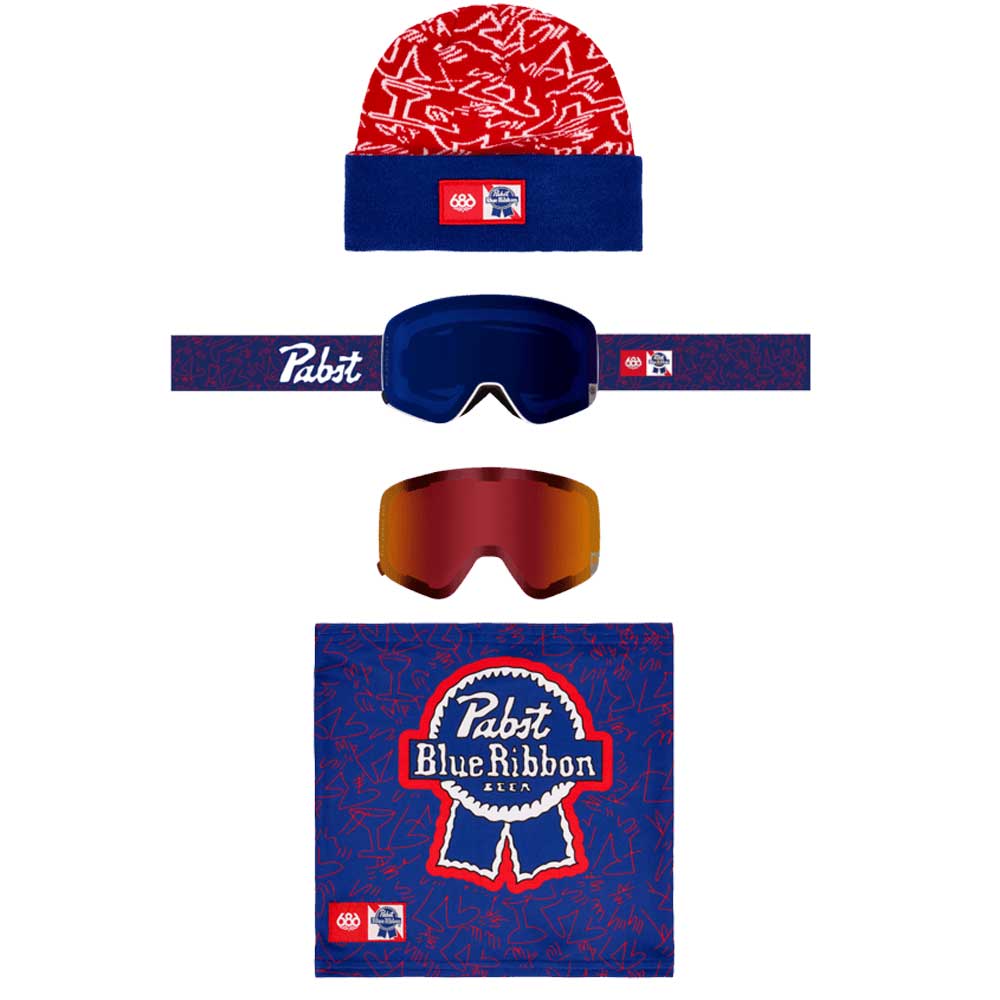 608 Smarty Magnetic PBR Snow Goggles White Frame / Navy Mirror Lens with bonus solar mirror lens - 2027