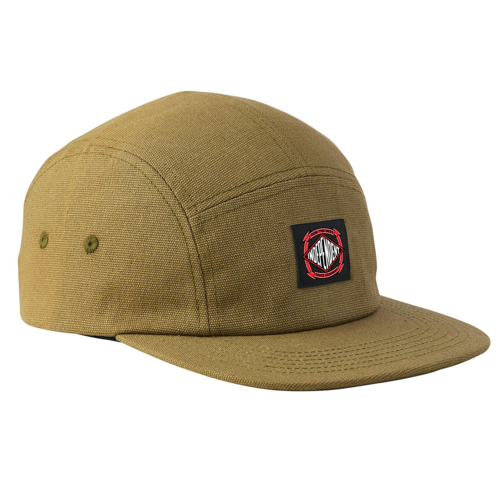 Independent Summit Scroll Camp 5-Panel Snapback Unstructured Low Hat - Army Green