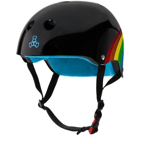 Triple 8 Certified Sweatsaver Skateboard Helmet - Black Rainbow Sparkle