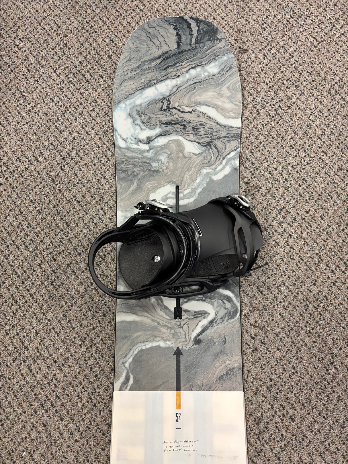 Pre Owned Burton Flight Attendent 152cm Snowboard & New Burton Cartel Bindings Black Medium