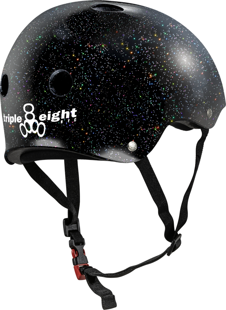 Triple 8 Certified Sweatsaver Skateboard Helmet - Black Glitter