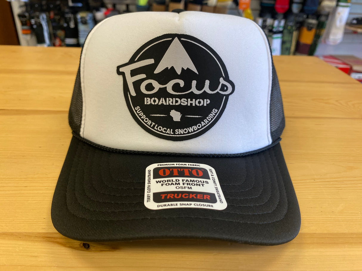 Focus Boardshop MTN Logo Mesh Trucker Cap - Black/White
