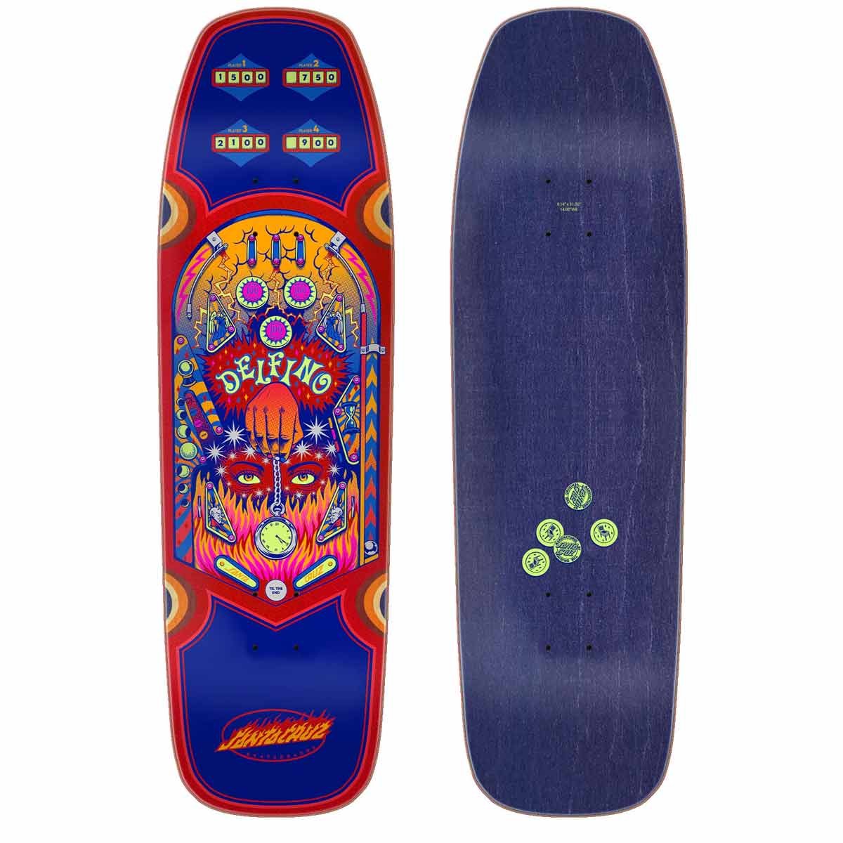Santa Cruz Delfino Pinball Pro Skateboard Deck 9.14"