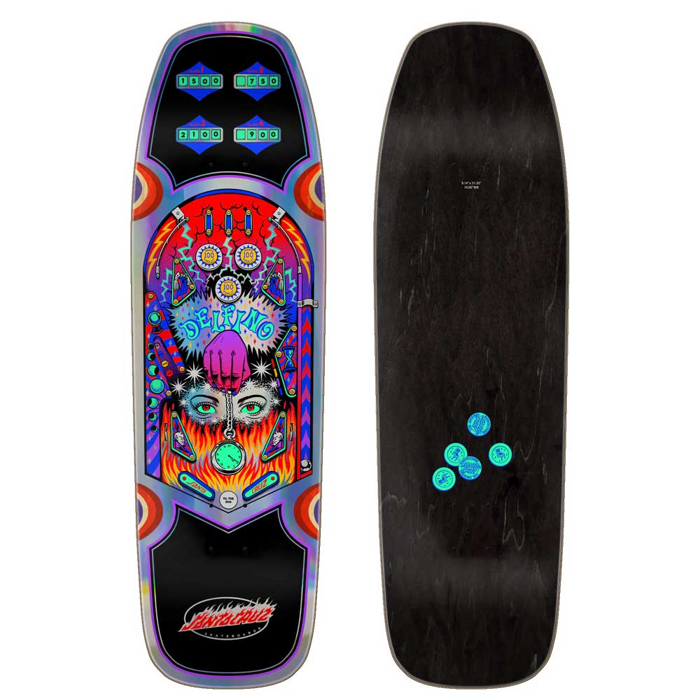 Santa Cruz Delfino Pinball Pro Skateboard Deck 9.14"