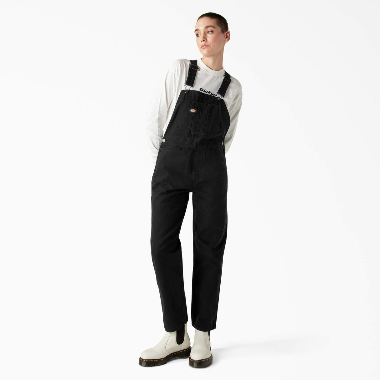 Dickies Women's Duck Canvas Bib Overalls - Stonewash Black