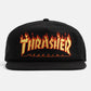 Thrasher Embroidered Flame Logo Snapback Hat - Black
