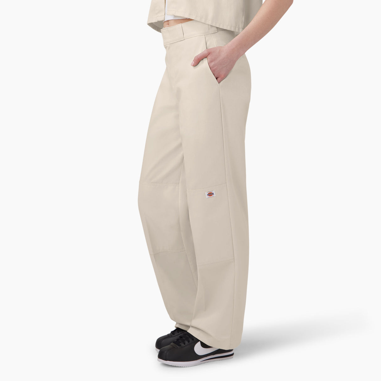 Dickies Women's Loose fit Double Fit Double Knee Work Pant - Stone Whitecap Gray