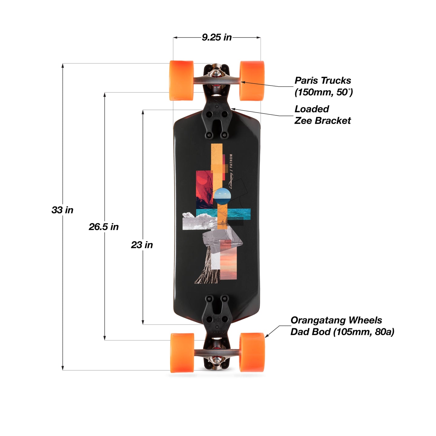 Loaded Fathom Complete Longboard with Orangatang 105mm Dad
