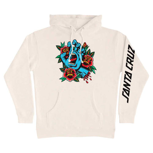 Santa Cruz Screaming Flash Front Pullover Hoodie Men's Sweatshirt - Bone