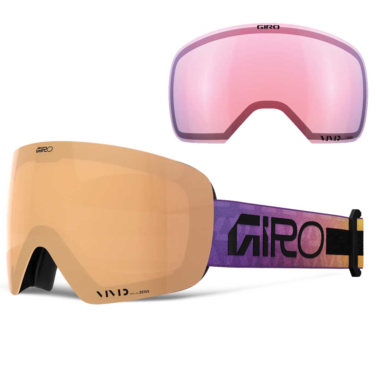 Giro Contour RS Snow Goggles - 2026 Multicolor Faded Crystals Strap with Vivid Copper Lens + Bonus Vivid Infrared Lens