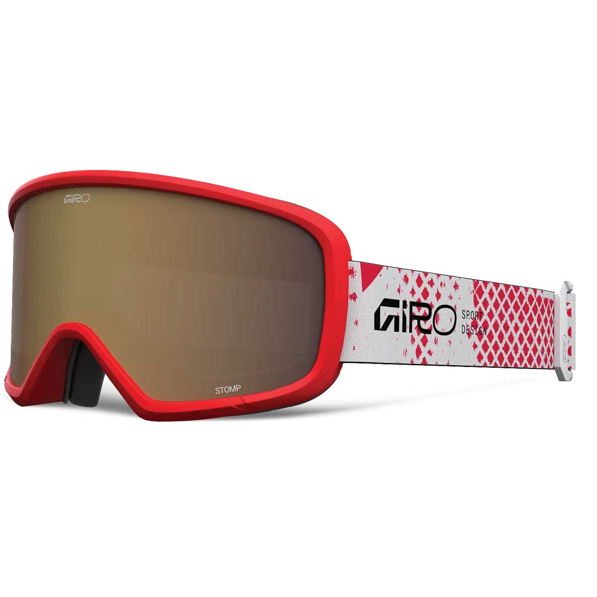 Giro Stomp Youth Snow Goggles - 2026 Red Fence Strap with Amber Rose L ...
