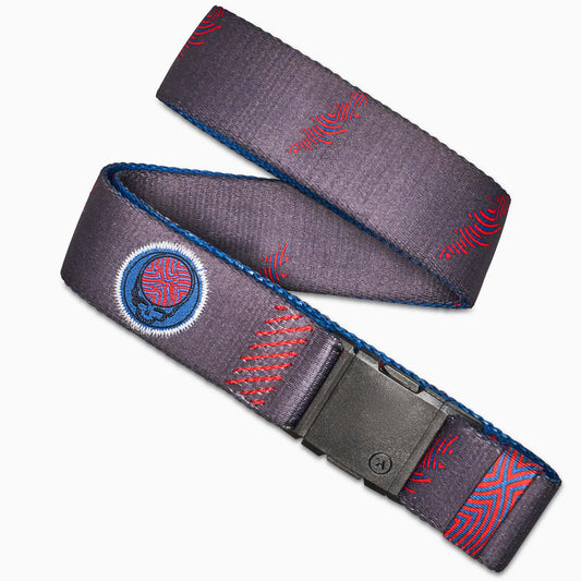 Arcade Greatful Dead Stretch Belt New A2 Buckle We are Everywhere Charcoal