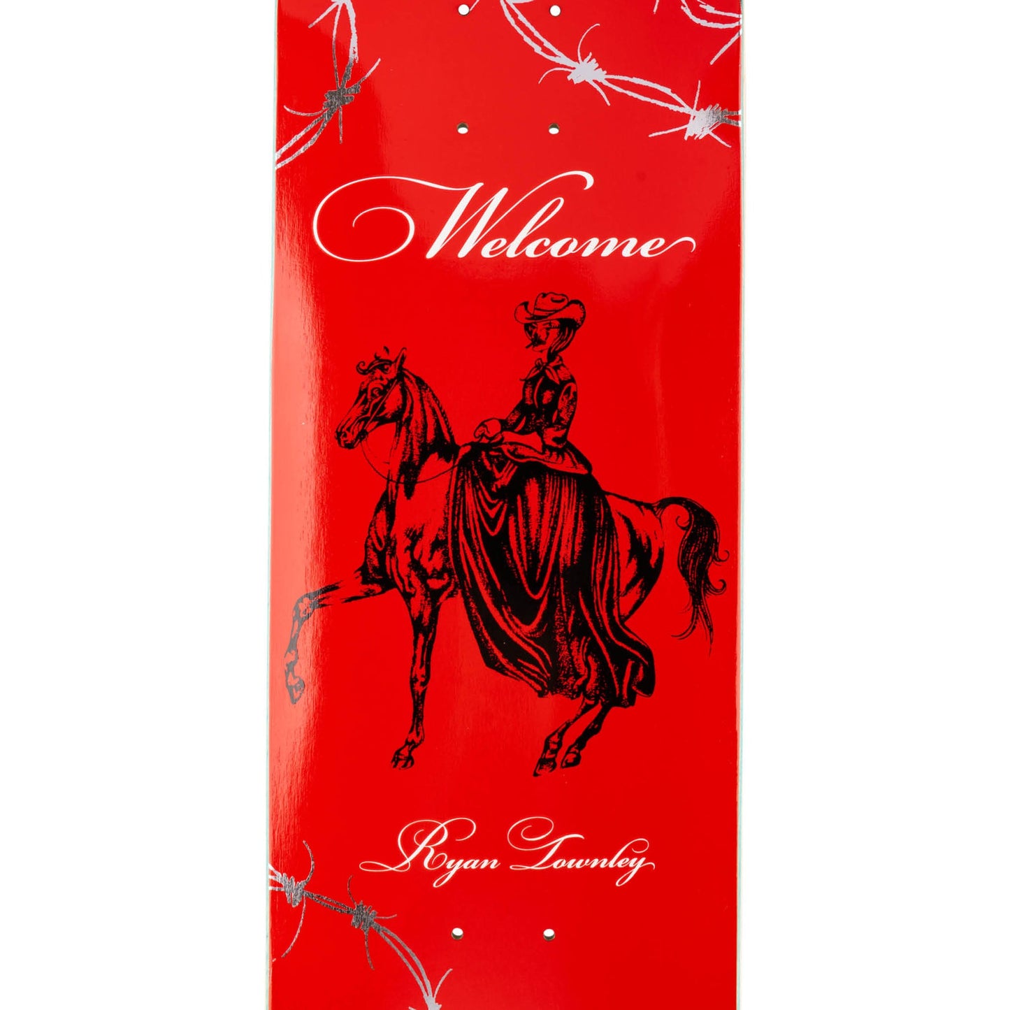 Welcome Ryan Townley Cowgirl on Enera Red/Silver Foil Skateboard Deck - 8.5" Warped Wall Art