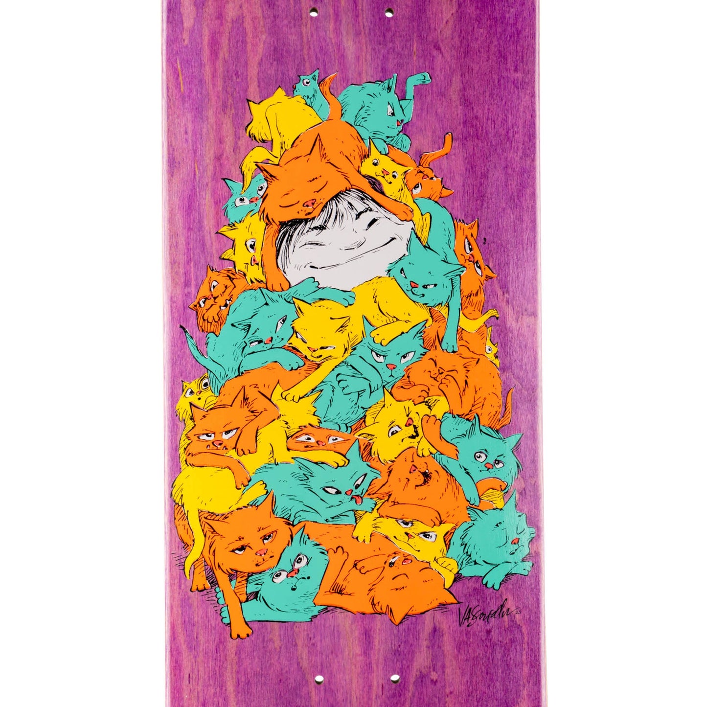 Welcome Nora Vasconcellos Purr Pile on Popsicle Purple Stain Skateboard Deck - 8.25"