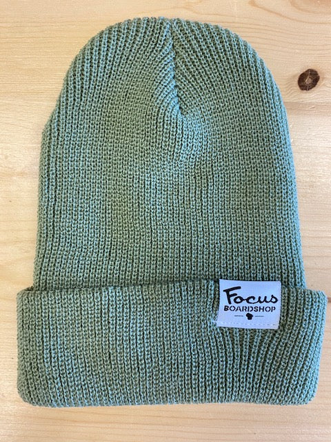 Focus Boardshop Woven Label Perfect Knit Acrylic Beanie - Sage