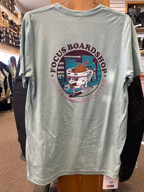Focus Boardshop and Broken Board Coffee Collaboration Short Sleeve Tri-blend T-Shirt