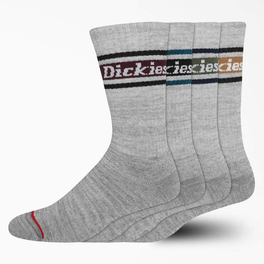 Dickies Skateboarding Performance Crew Socks - 4 Pack - Gray Fall Stripe (GSA)