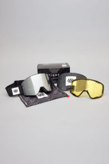 608 Smarty Magnetic Snow Goggles Black Frame / Silver Lens with bonus yellow lens - 2027
