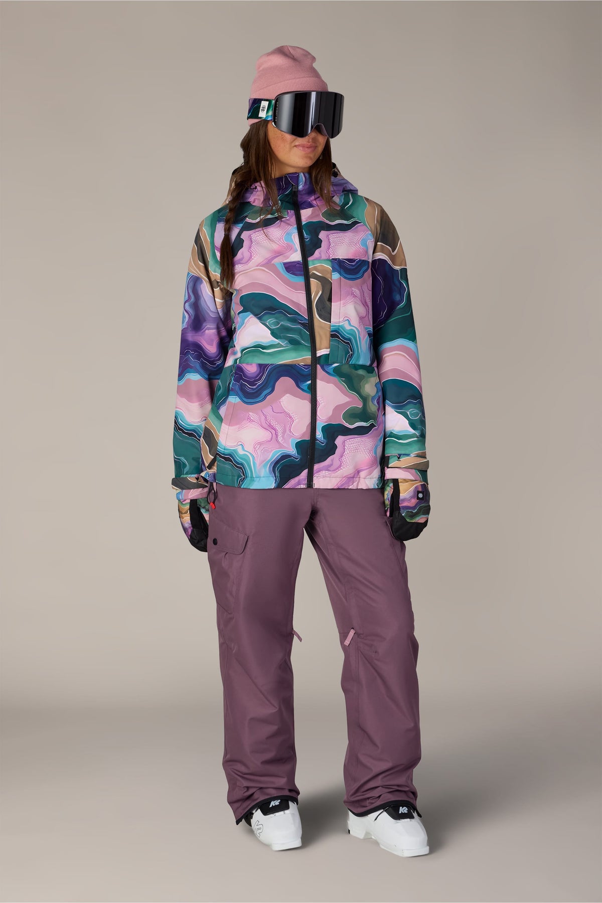 686 Women's Athena Insulated Jacket - Moss Green Sedimentary - on model