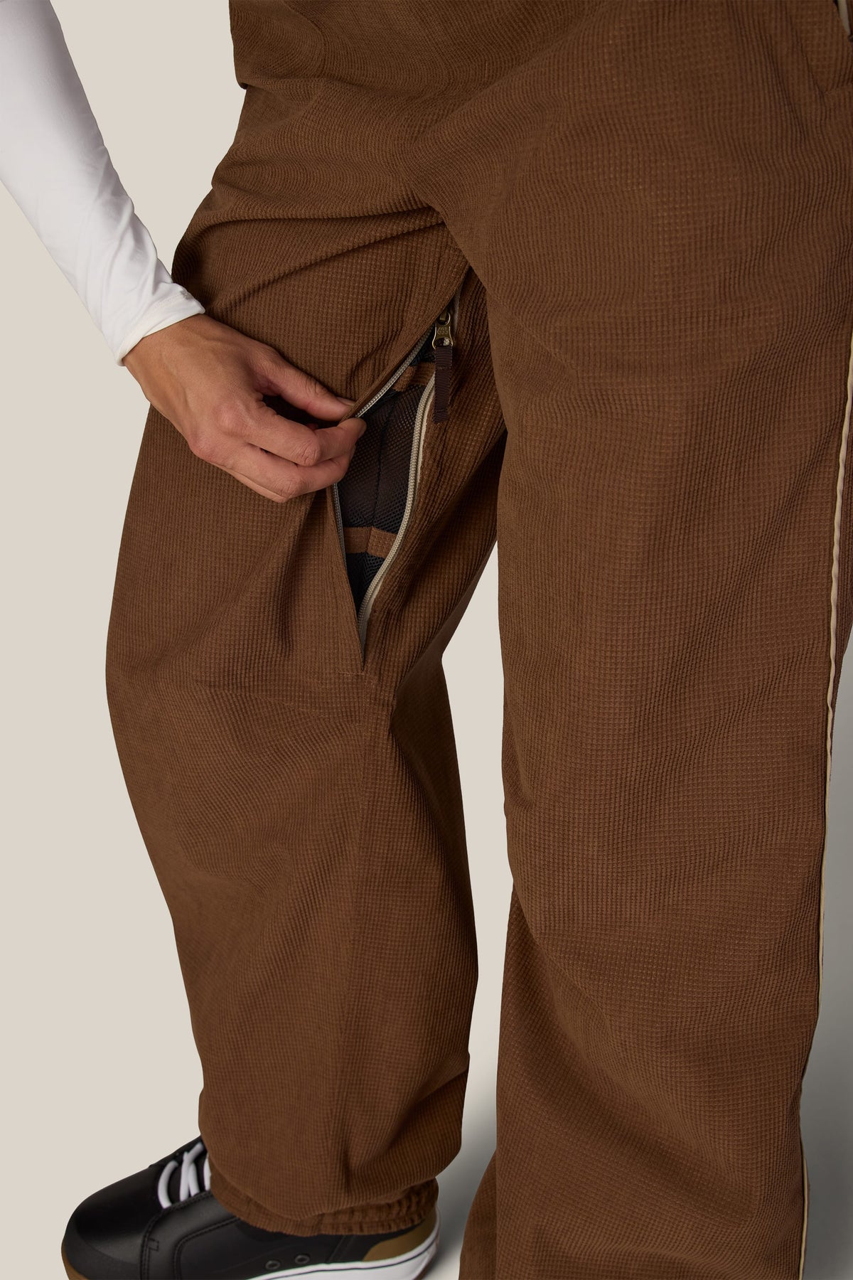 686 Women's Hellkat Shell Pant - Dark Earth Grid Corduroy - vent detail