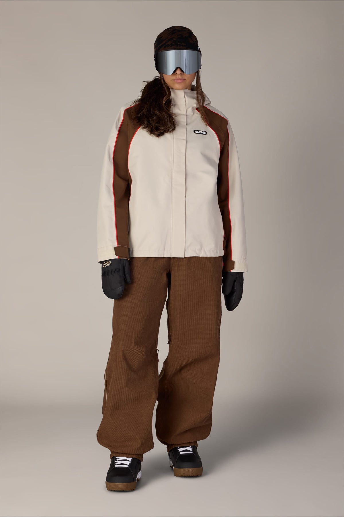 686 Women's Hellkat Shell Pant - Dark Earth Grid Corduroy - front full