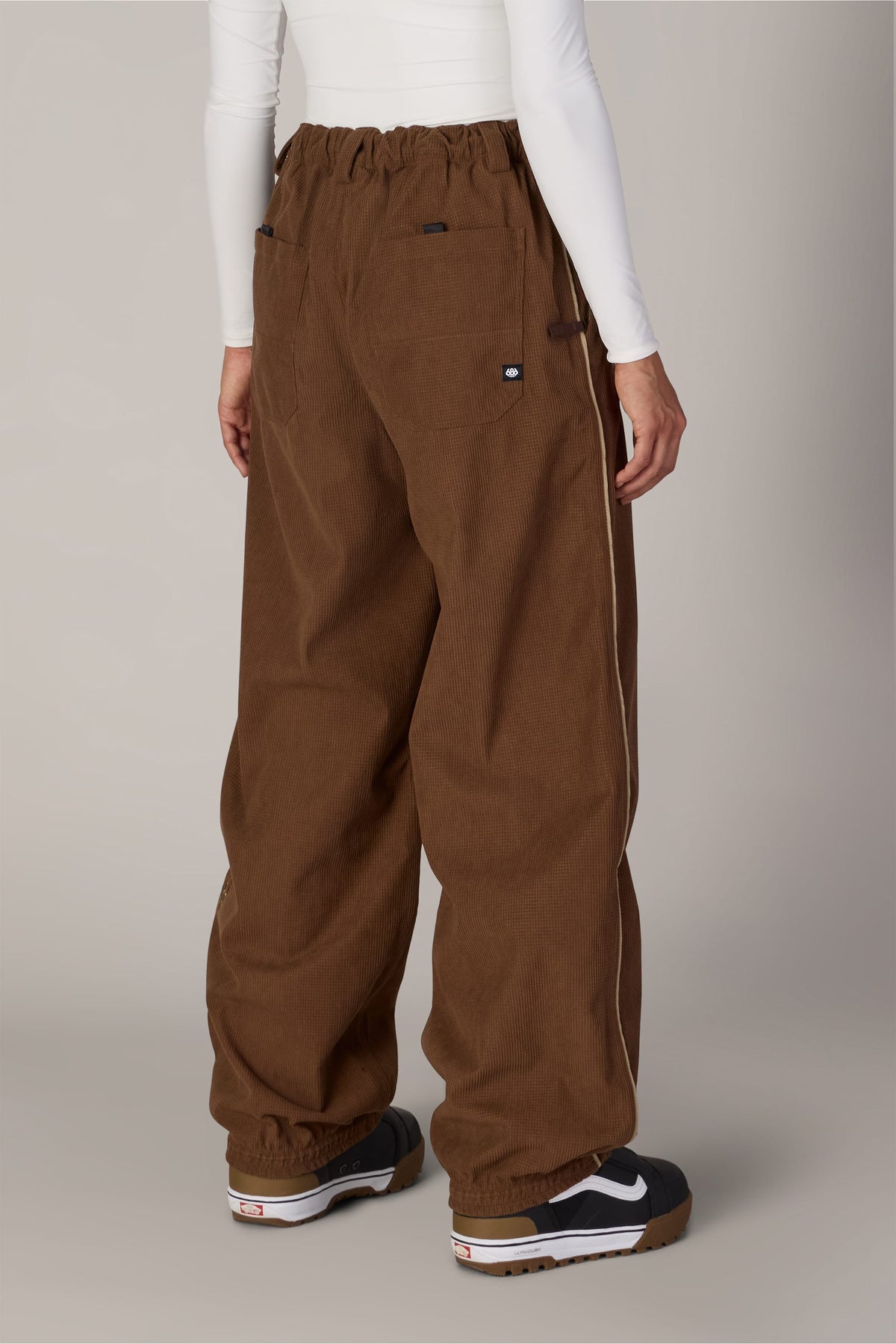 686 Women's Hellkat Shell Pant - Dark Earth Grid Corduroy - back
