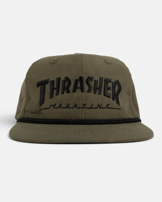 Thrasher Rope Snapback Hat - Olive/Black