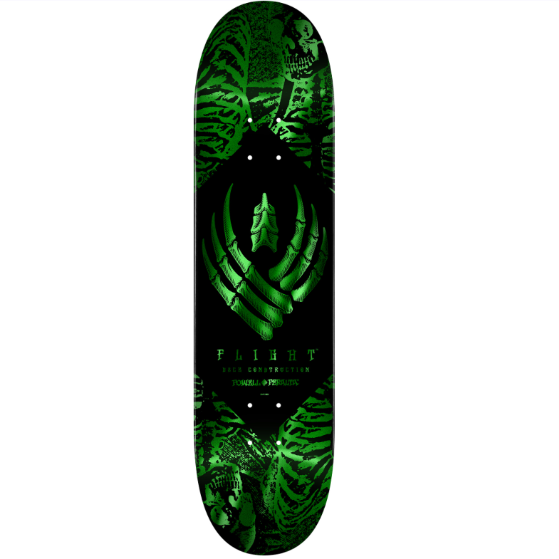 Powell Peralta Skeleton Green Foil FLIGHT Skateboard Deck - 8.5