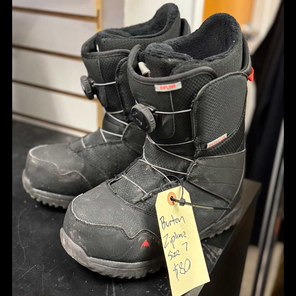 Pre Owned Burton Zipline Boy's Snowboard Boots - Size 7