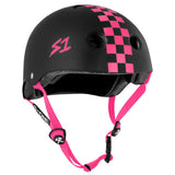 S-One S1 Lifer Helmet Skateboard Helmet Matte Black Pink Checkers