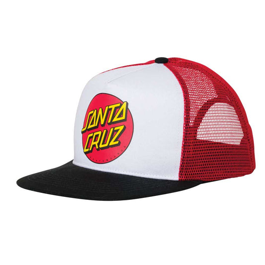 Santa Cruz Classic Dot Mesh Trucker High Profile Hat - Red/Wht/Blk