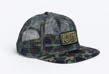 Autumn Camo Trucker Full Mesh Snapback Hat - Orange