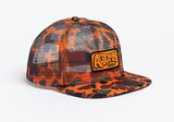 Autumn Camo Trucker Full Mesh Snapback Hat - Orange