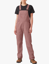 Dickies Women's Relaxed Fit Bib Overalls - Rinsed Ash Rose
