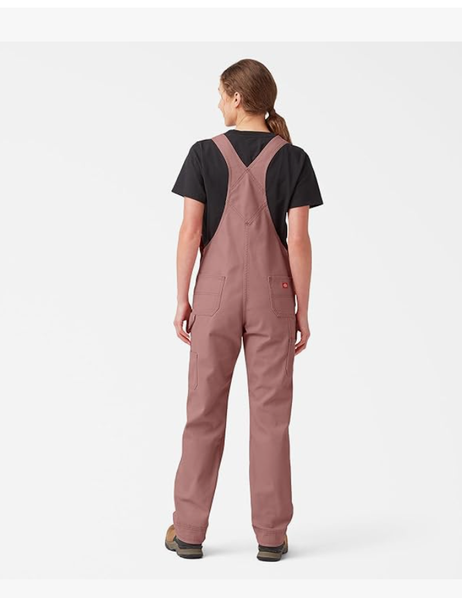 Dickies Women's Relaxed Fit Bib Overalls - Rinsed Ash Rose